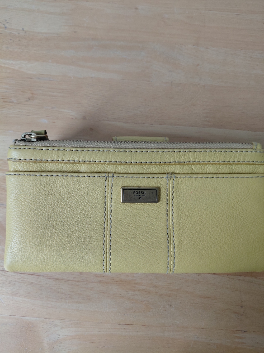 Fossil Lemon Yellow Leather Zip Wallet